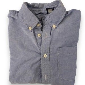 Gap Youth Boys Blue Short Sleeve Button Down Shirt | Size Medium (7/8)